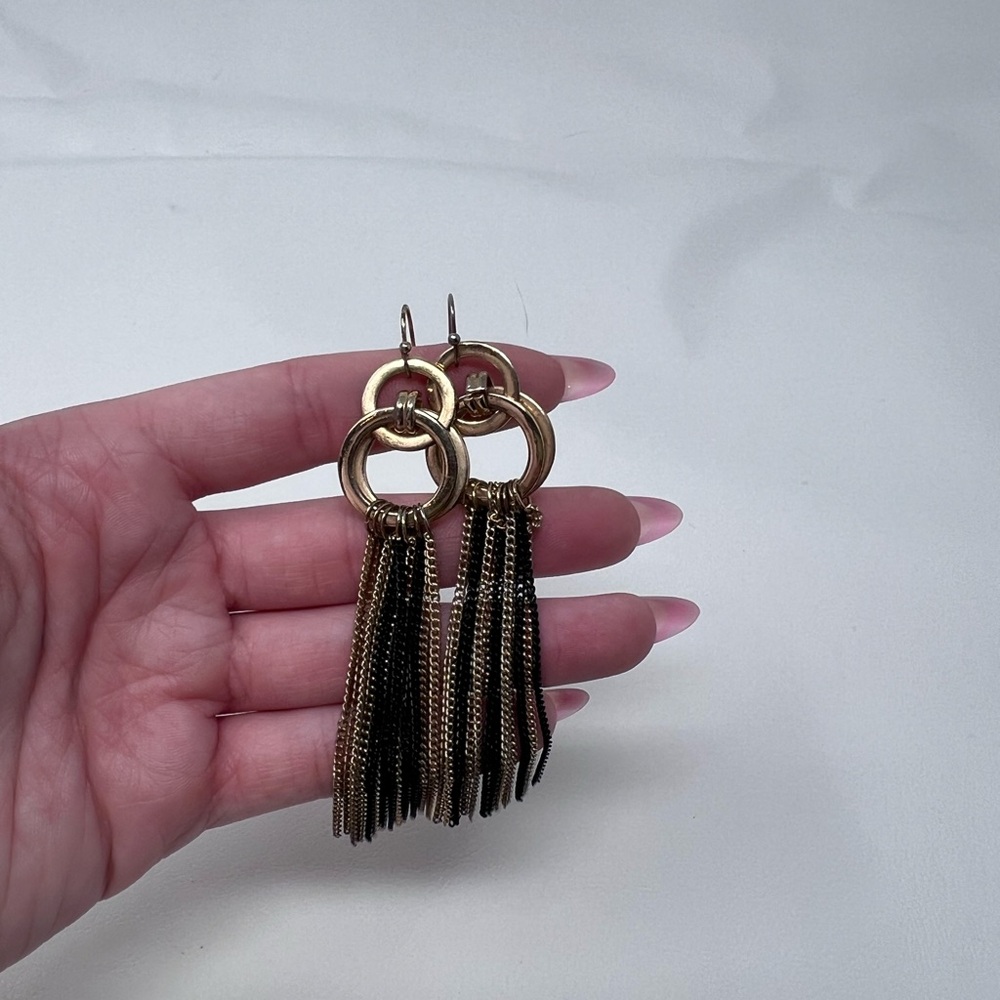 Elegant Gold Tassel Earrings